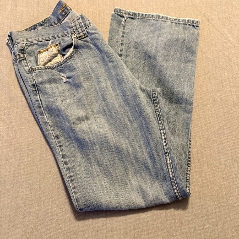 Element Denim Jeans Mens Size 31 Light Wash Distressed Skateboarder Y2K Pants